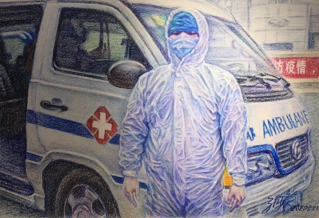 秦皇島民建會員馬國慶畫 致敬醫護人員.jpg